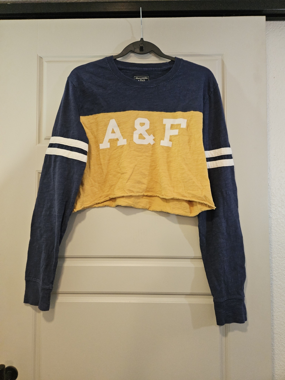 Vintage Abercrombie & Fitch Colorblock Varsity Cropped Sweatshirt Size M - A&F